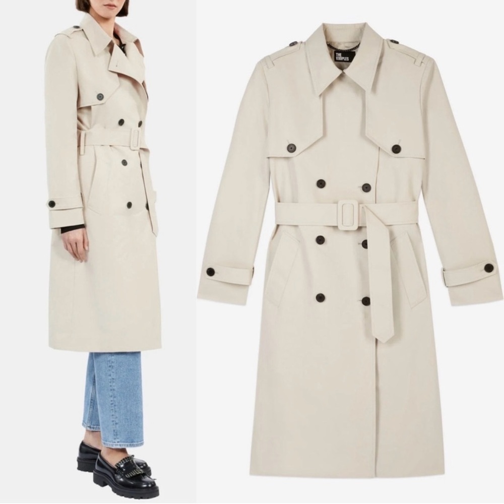 THE KOOPLES French Luxury Brand Double Breasted Trench Coat NWT Neutral Beige